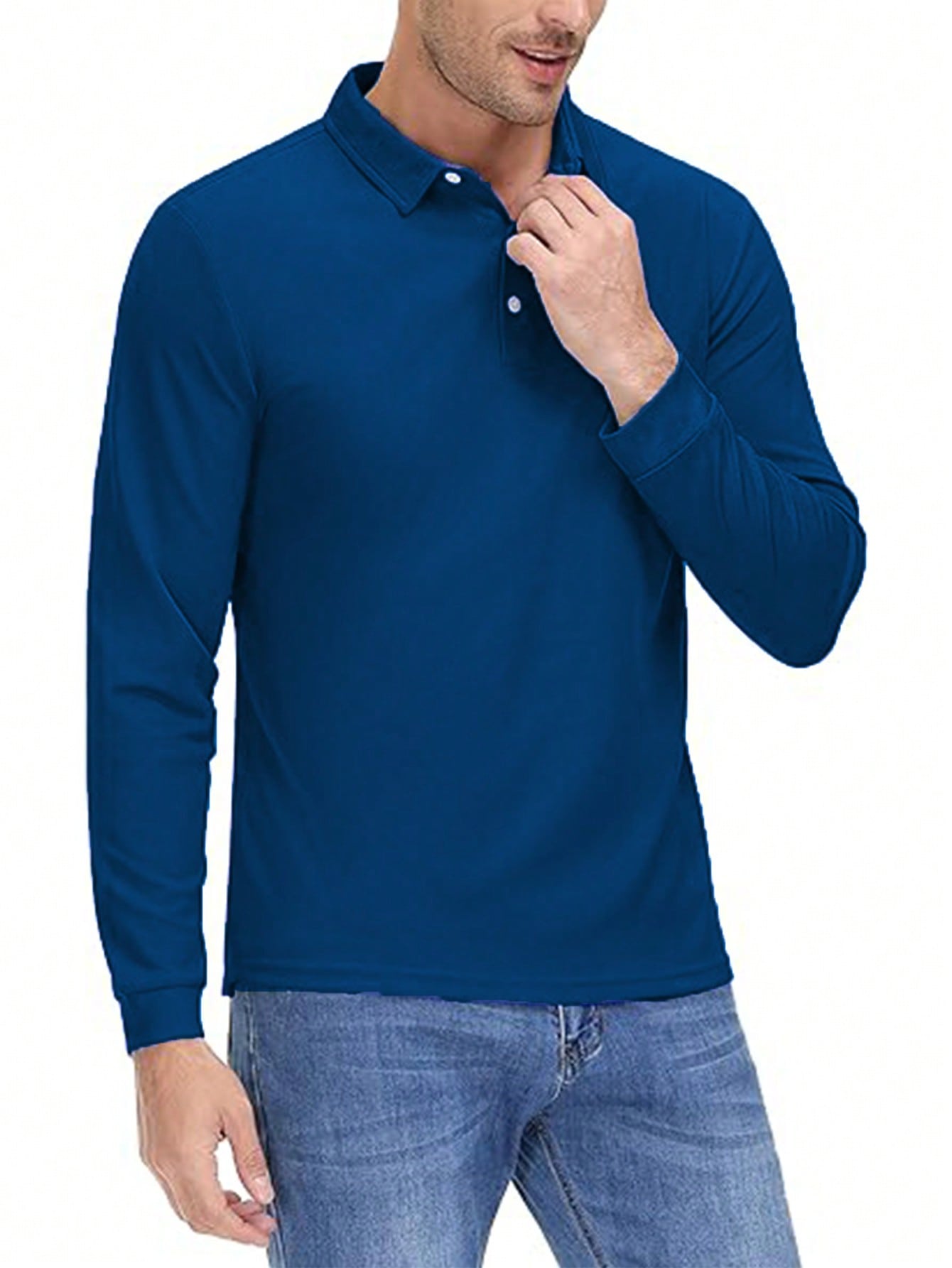 Plus Size Men's Fashion Polo Long-Sleeve Shirt, Breathable and Comfortable, Ideal for Multiple Occasions