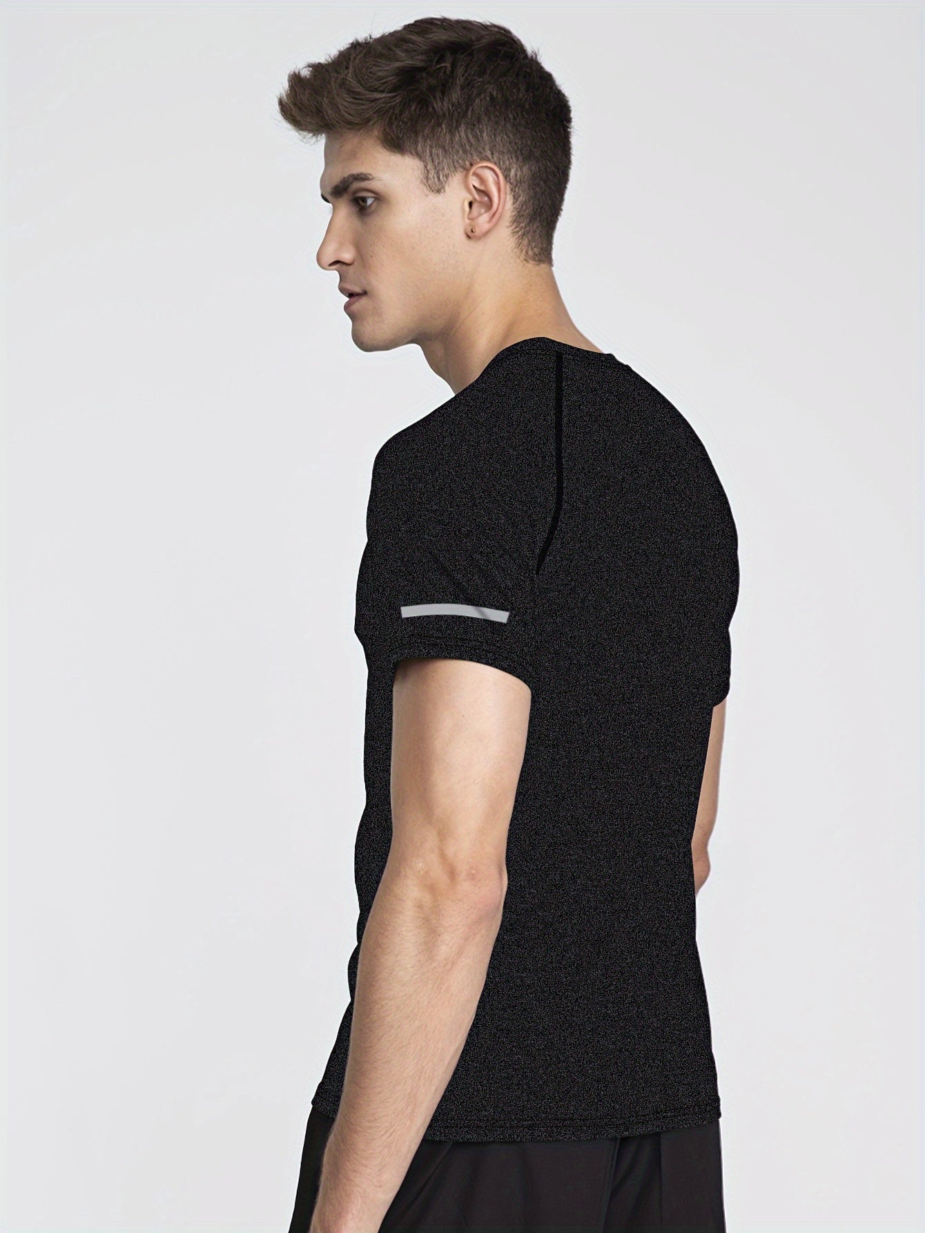 Men's Solid Color t-Shirt Loose Quick-Drying Breathable Round Neck Short Sleeve Suitable for Running Fitness Workout