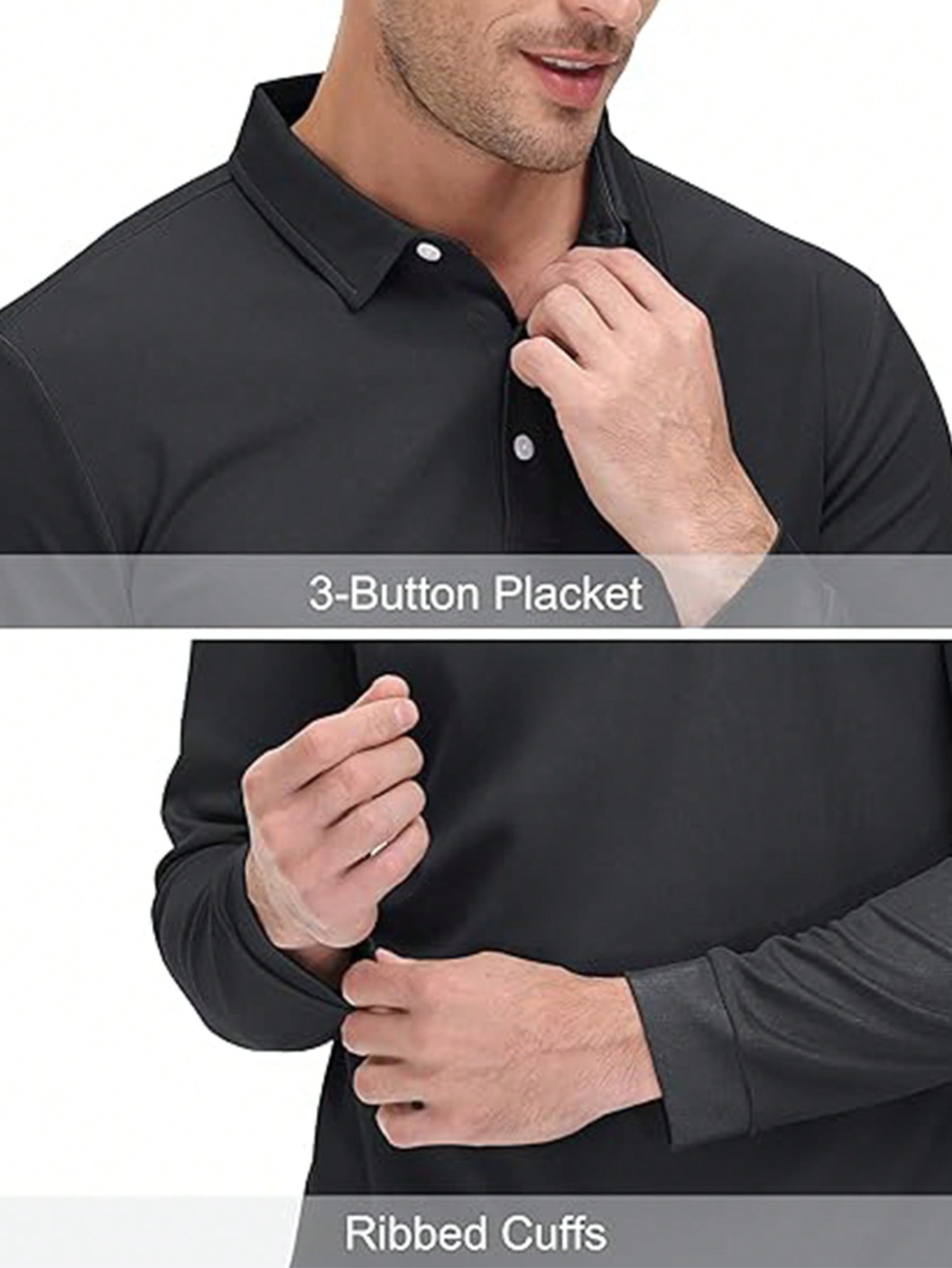 Plus Size Men's Fashion Polo Long-Sleeve Shirt, Breathable and Comfortable, Ideal for Multiple Occasions