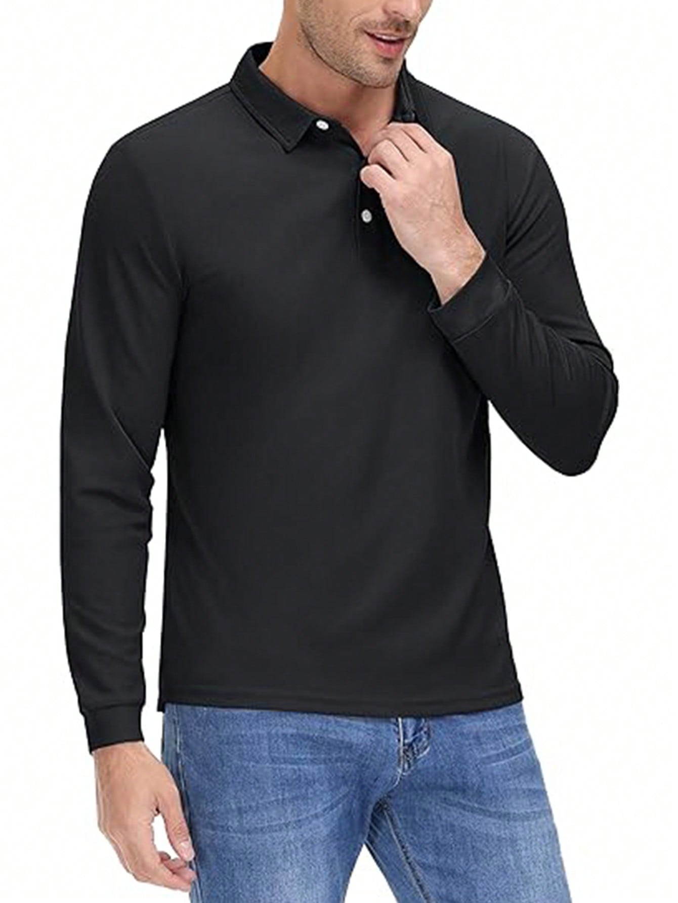 Plus Size Men's Fashion Polo Long-Sleeve Shirt, Breathable and Comfortable, Ideal for Multiple Occasions