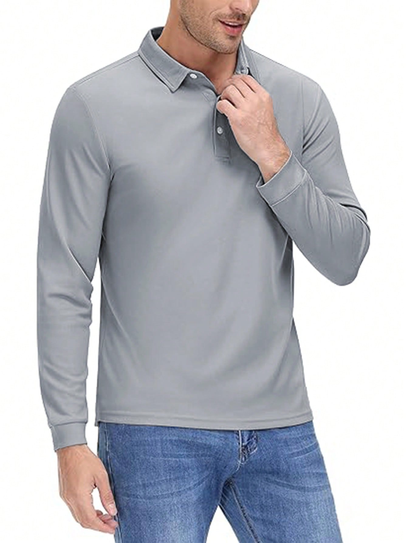 Plus Size Men's Fashion Polo Long-Sleeve Shirt, Breathable and Comfortable, Ideal for Multiple Occasions