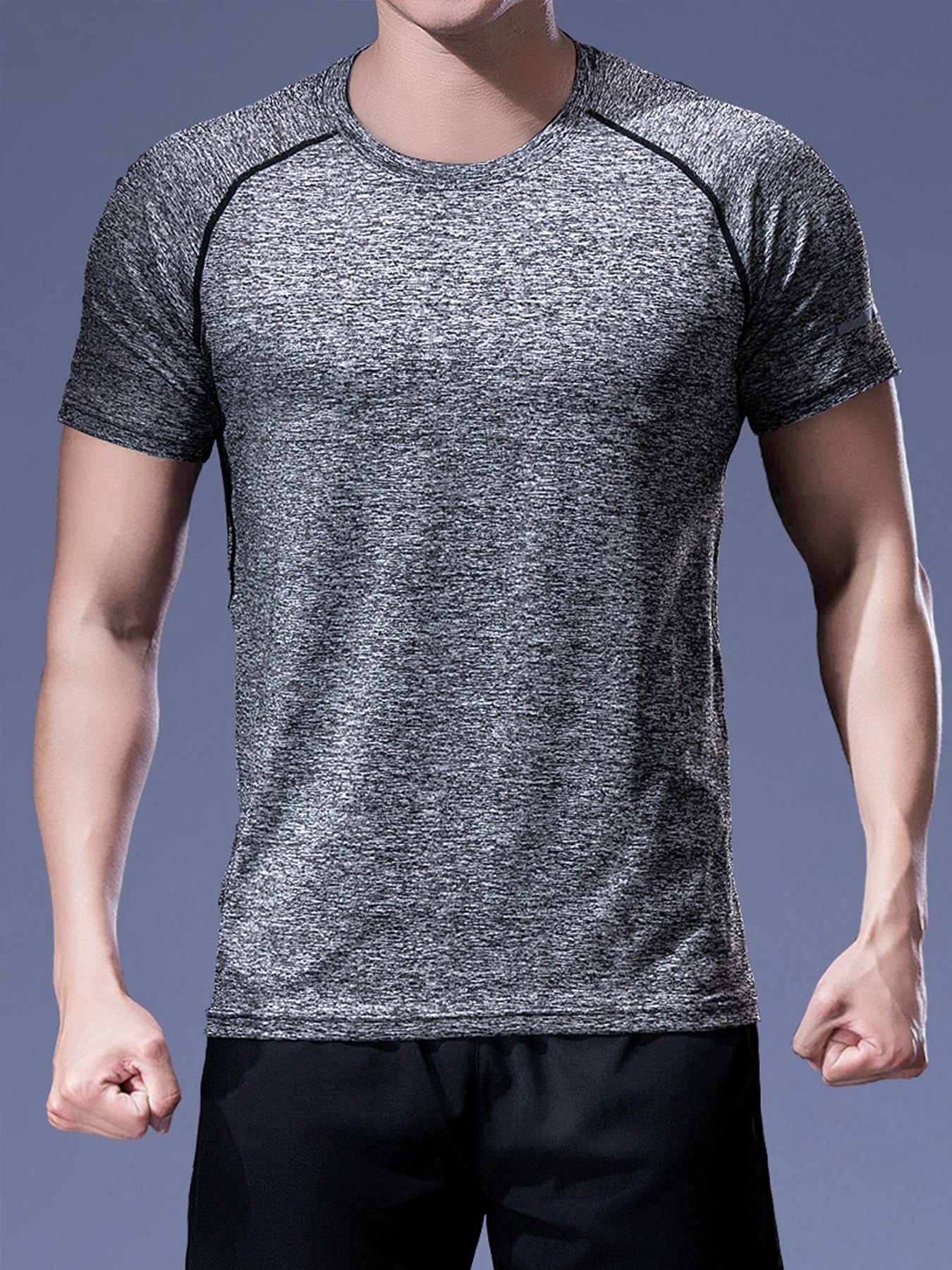 Men's Solid Color t-Shirt Loose Quick-Drying Breathable Round Neck Short Sleeve Suitable for Running Fitness Workout