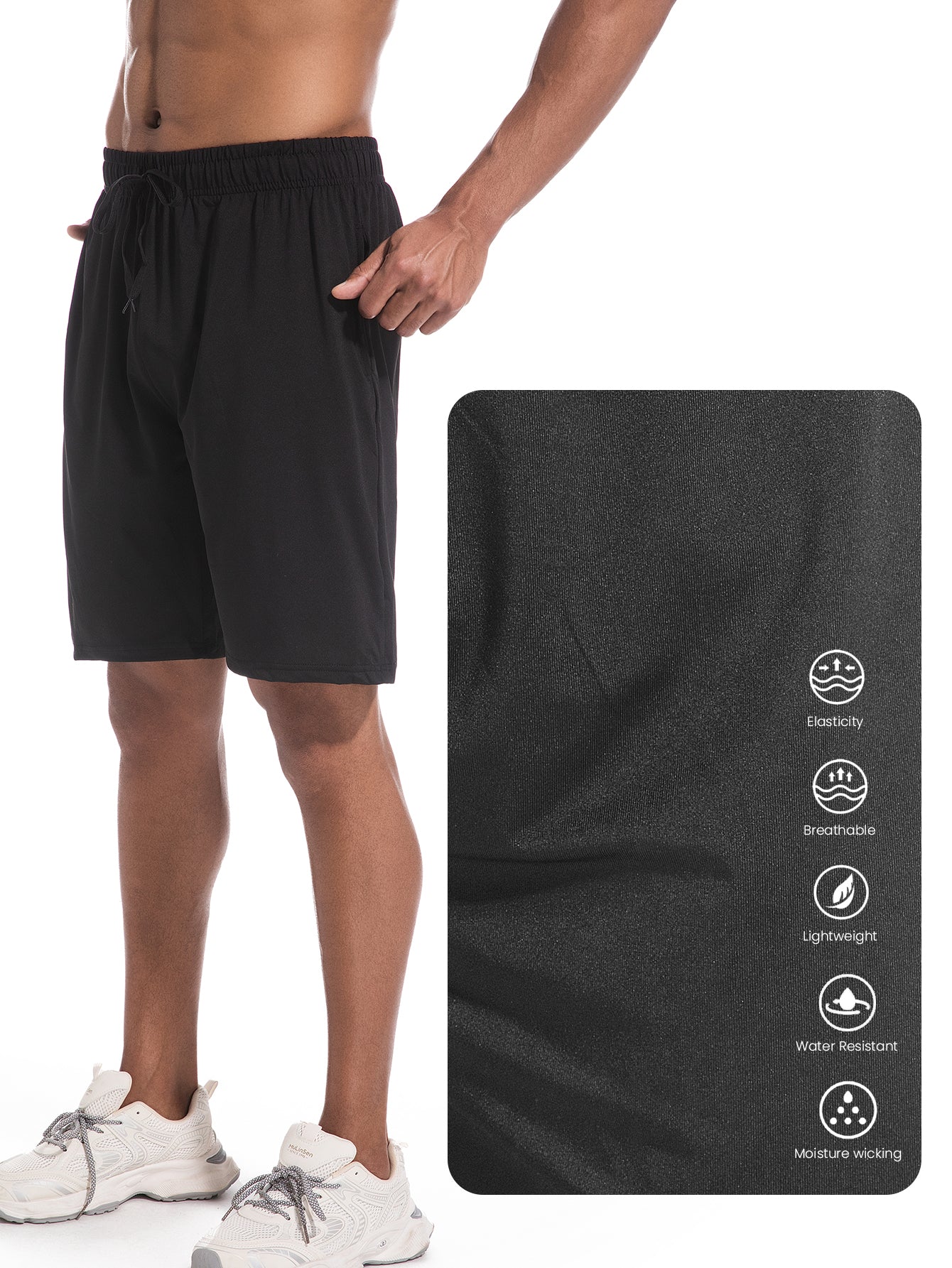 Men's Running Shorts Fitness Shorts with Pockets Quick Drying Workout Shorts