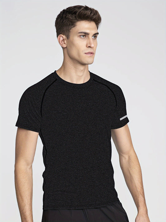 Men's Solid Color t-Shirt Loose Quick-Drying Breathable Round Neck Short Sleeve Suitable for Running Fitness Workout