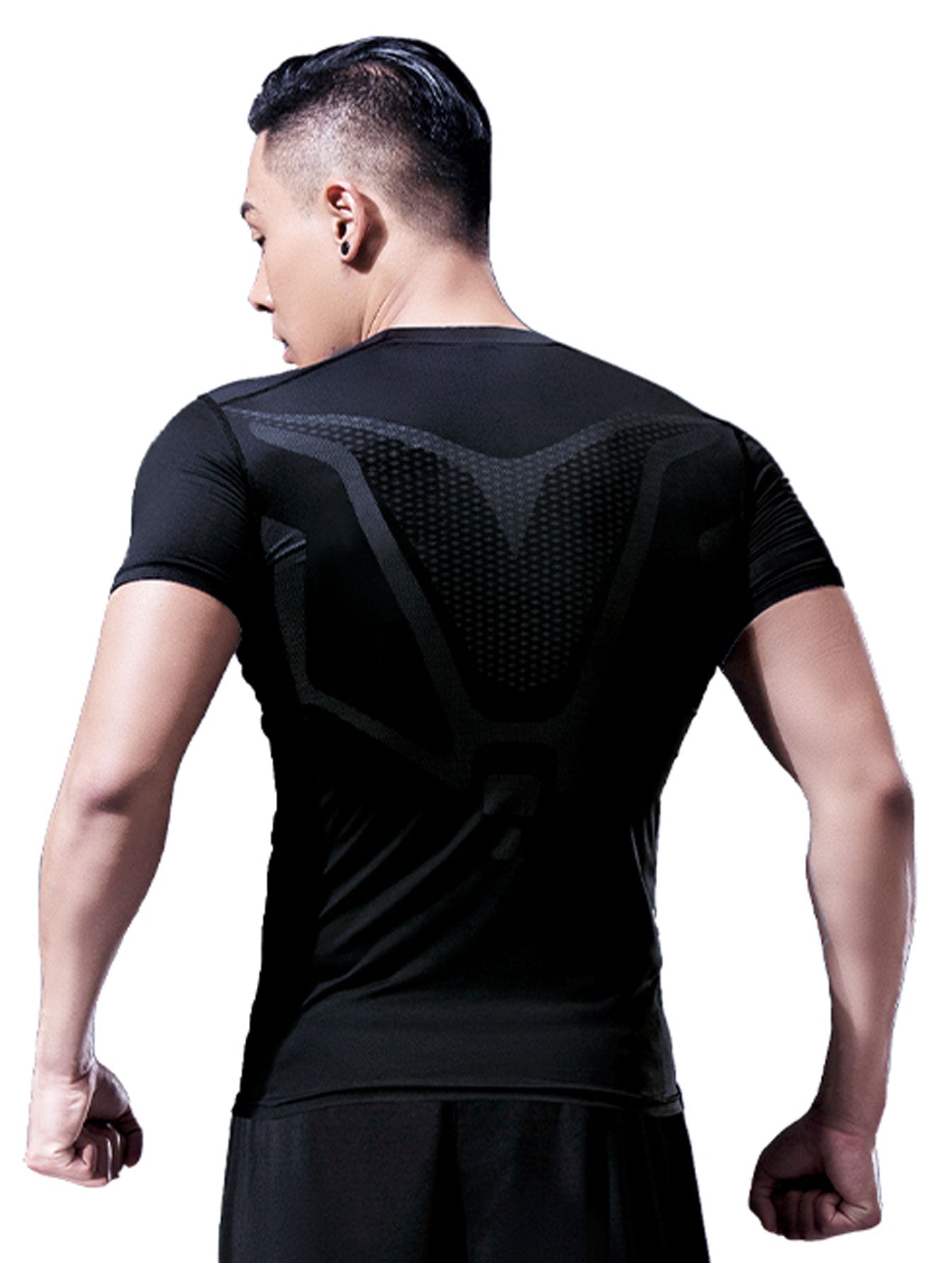 Men's Compression Shirt Short Sleeve Top Sports T-Shirt Athletic Running Active Workout