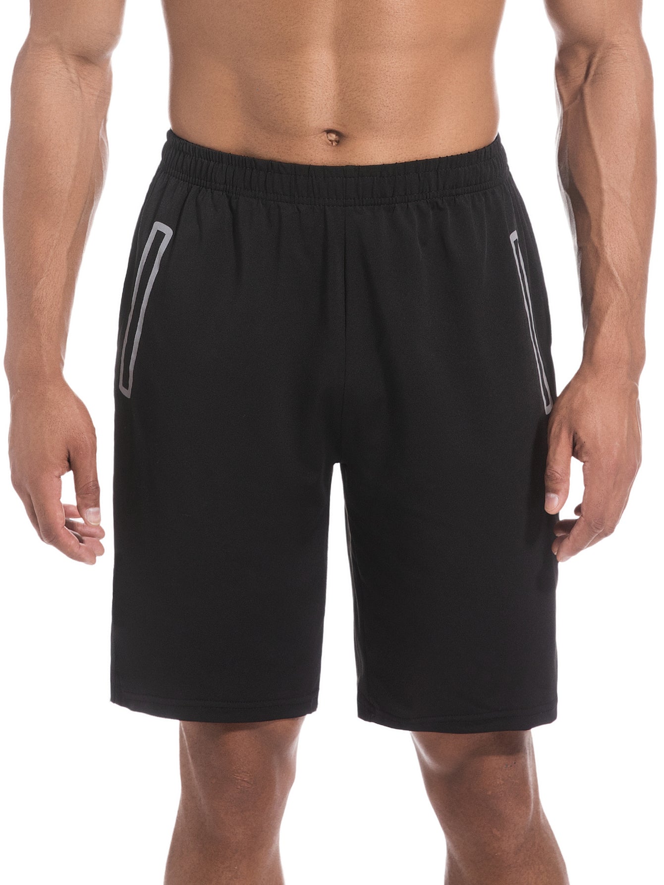 Men's Running Shorts Fitness Shorts with Pockets Quick Drying Workout Shorts Black