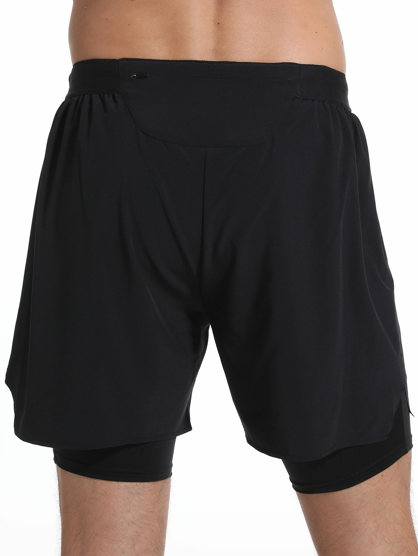 Men's 2 in 1 Workout Running Shorts Lightweight Training Yoga Gym Short with Zipper Pockets