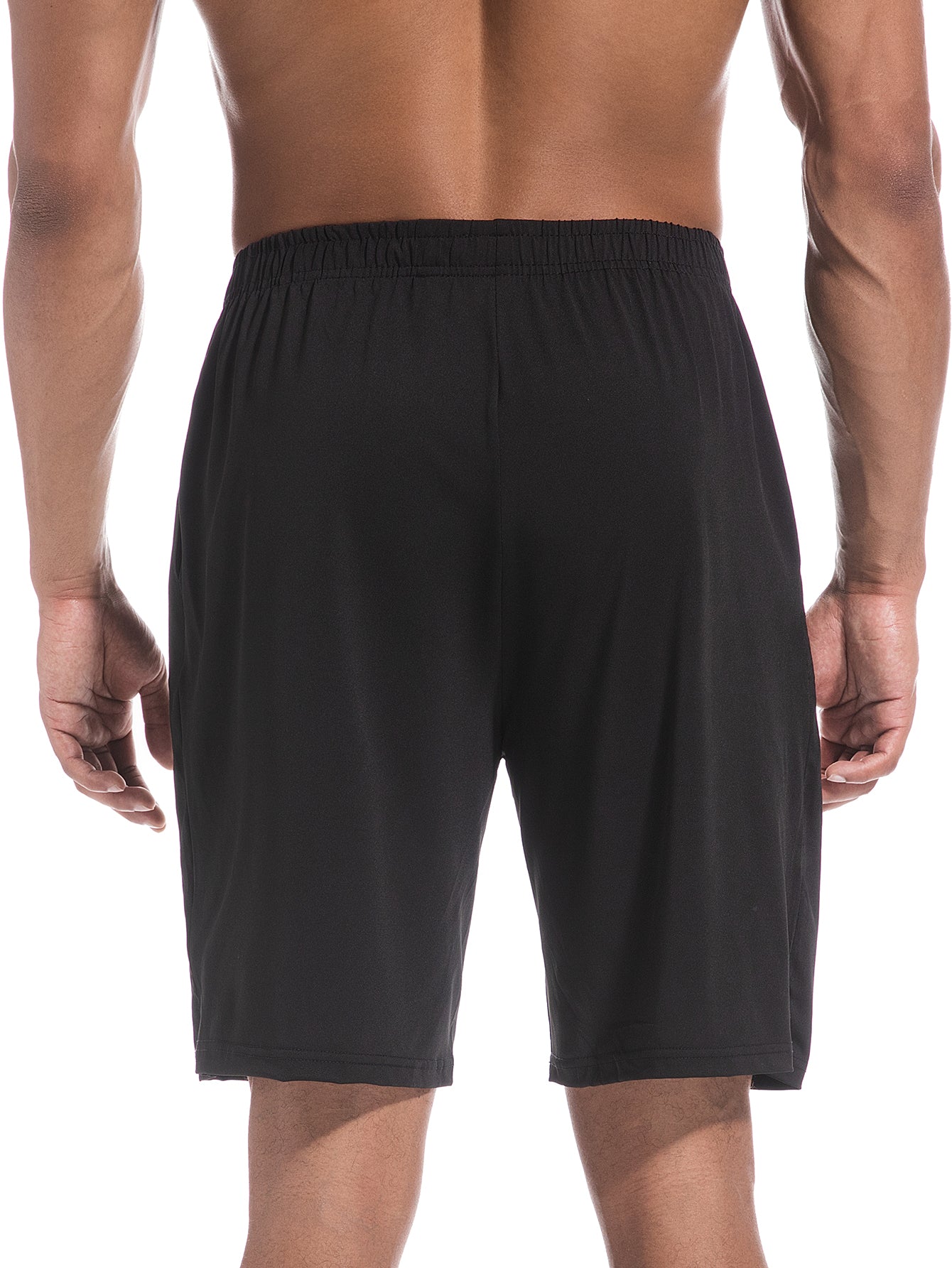 Men's Running Shorts Fitness Shorts with Pockets Quick Drying Workout Shorts Black