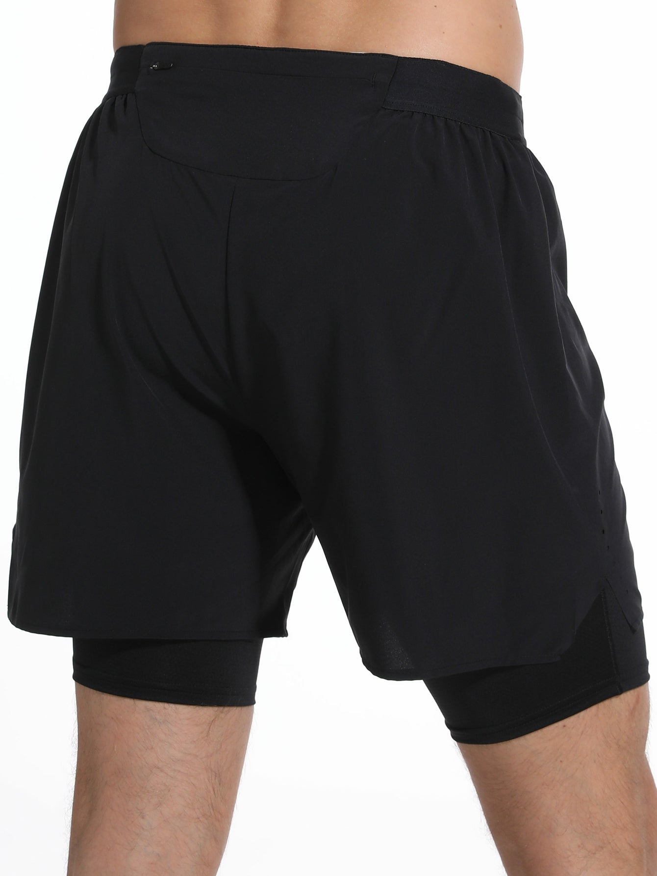 Men's 2 in 1 Workout Running Shorts Lightweight Training Yoga Gym Short with Zipper Pockets