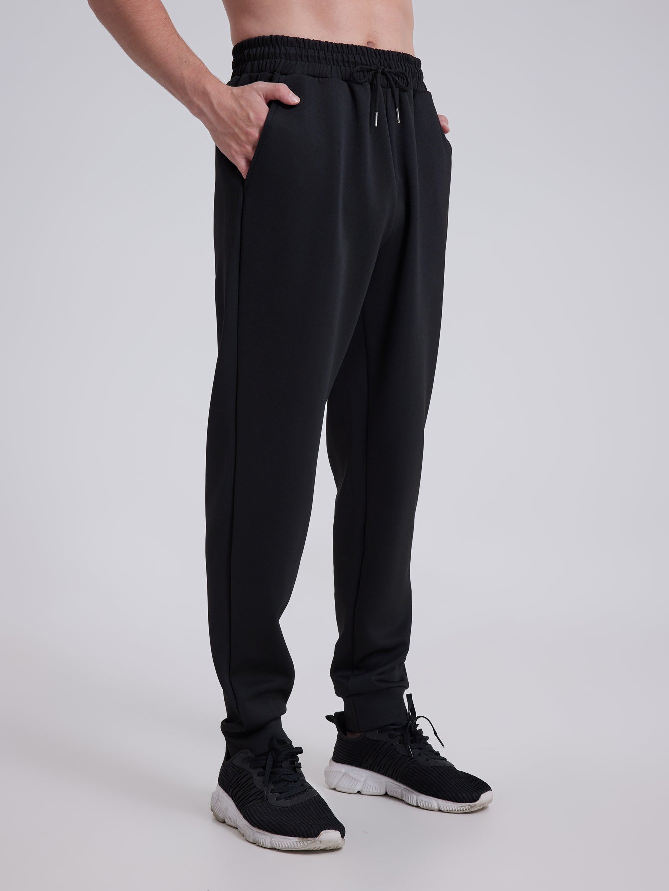 Men's Winter Trendy Elastic Waist Sherpa Fleece Lining Sweatpants Solid Color Jogger Yoga Pants with Drawstring