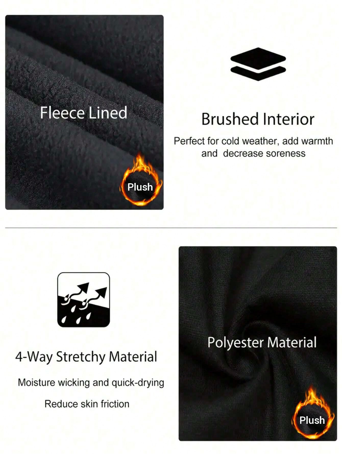 Men's Thermal Compression Pants Fleece Lined Sports Tights Athletic Leggings Base Layer Bottoms Cold Weather Gear