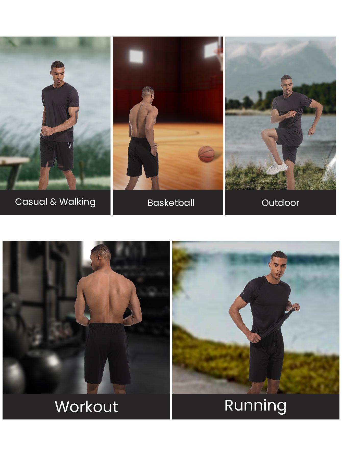 Men's Running Shorts Fitness Shorts with Pockets Quick Drying Workout Shorts